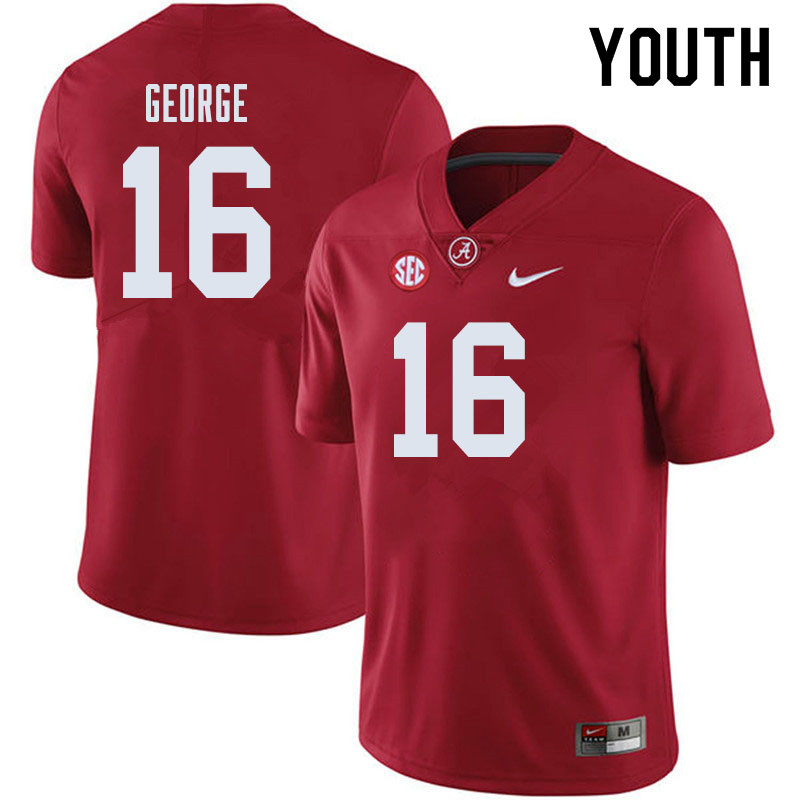 Alabama Crimson Tide Youth Jayden George #16 Crimson NCAA Nike Authentic Stitched 2019 College Football Jersey SO16K06SZ